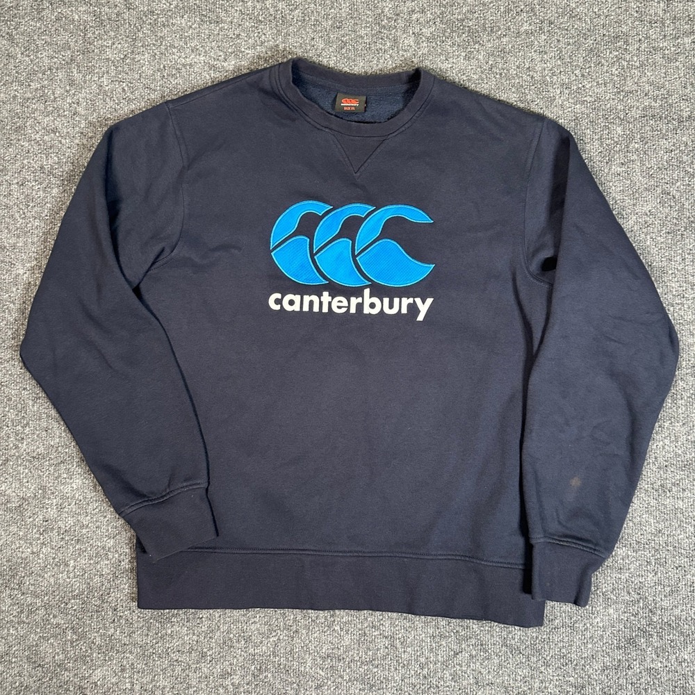 Canterbury Men's Navy Blue Embroidered Logo Fleece Crewneck Sweatshirt Size XL